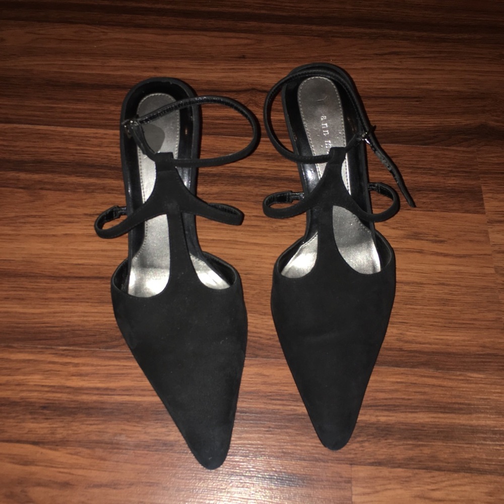 Ann Marino black suede heels